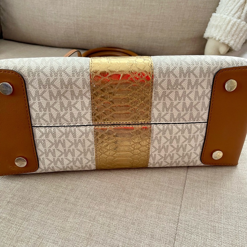 Michael Kors Beige and Gold Satchel - Picture 8 of 8